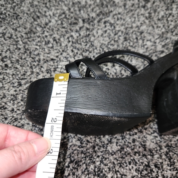 soda chunky Black Strappy sandals Thick Retro Y2k 90s*please See Photos For Size - Picture 11 of 16
